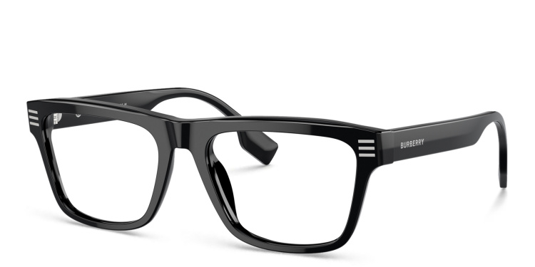 Shop BURBERRY Wide Square Eyeglasses in Black online.