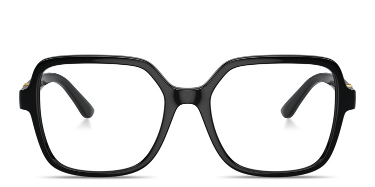 Shop Dolce & Gabbana DG Oversized Wide Square Eyeglasses in Black online.
