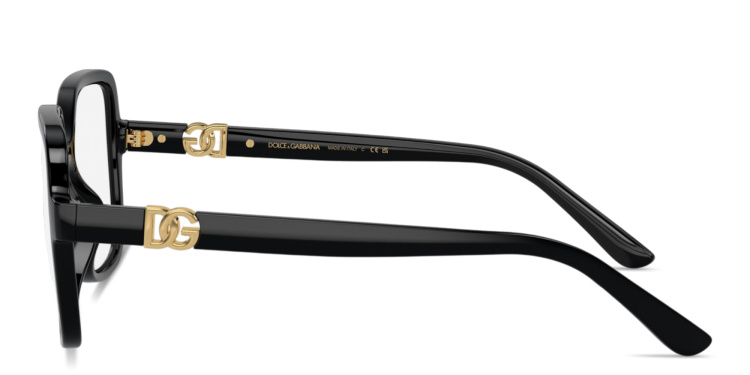 Shop Dolce & Gabbana DG Oversized Wide Square Eyeglasses in Black online.