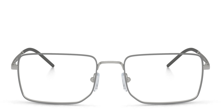 Shop Emporio Armani Wide Rectangle Eyeglasses in Silver online.
