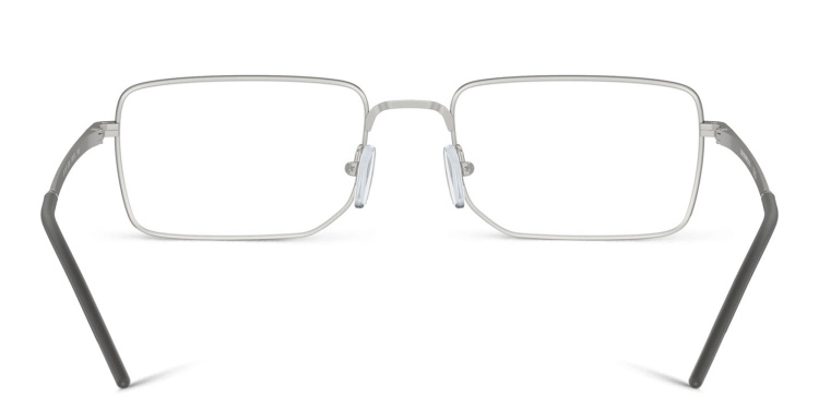 Shop Emporio Armani Wide Rectangle Eyeglasses in Silver online.