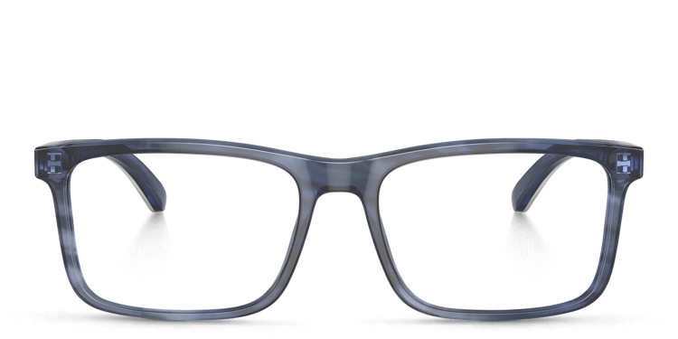 Shop Emporio Armani Wide Pillow Eyeglasses in Blue online.