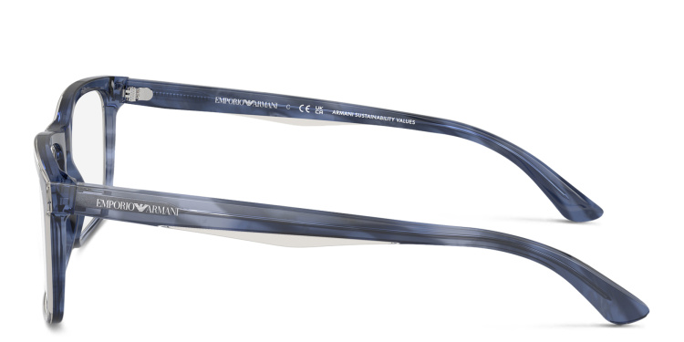 Shop Emporio Armani Wide Pillow Eyeglasses in Blue online.