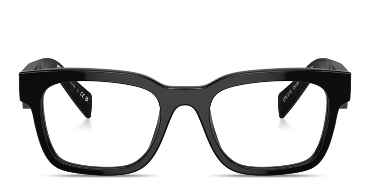 Shop PRADA Logo Signature Pillow Eyeglasses in Black online.