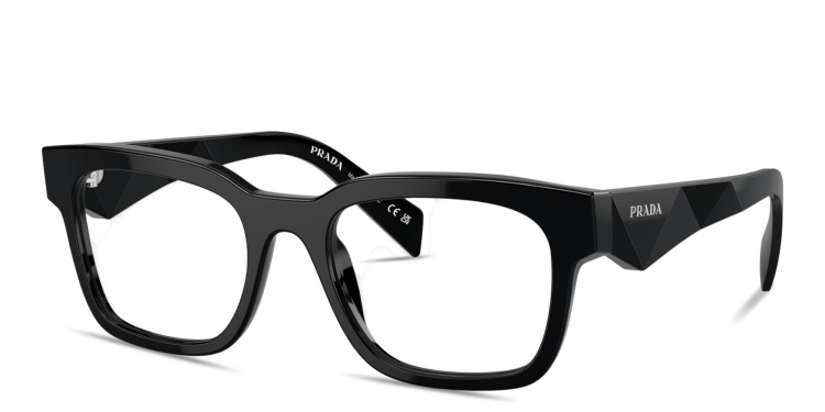 Shop PRADA Logo Signature Pillow Eyeglasses in Black online.