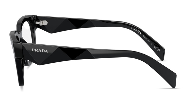 Shop PRADA Logo Signature Pillow Eyeglasses in Black online.