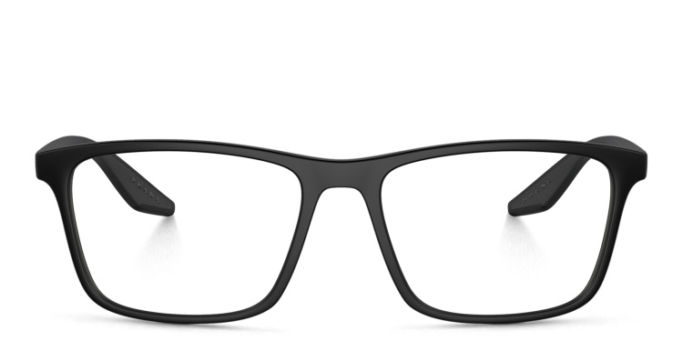 Shop Prada Linea Rossa Wide Pillow Eyeglasses in Black online.