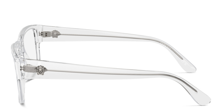 Shop VERSACE Medusa Wide Rectangle Eyeglasses in Clear online.