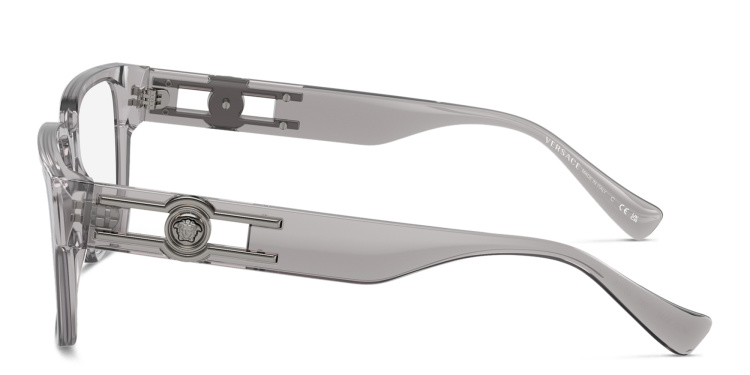 Shop VERSACE Rectangle Eyeglasses in Grey online.