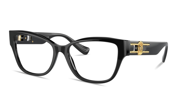 Shop VERSACE Medusa Cat-Eye Eyeglasses in Black online.