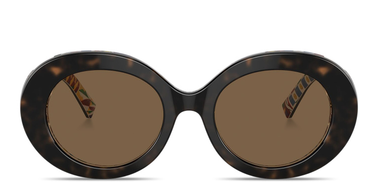 Shop Dolce & Gabbana Oval Sunglasses in Havana online.