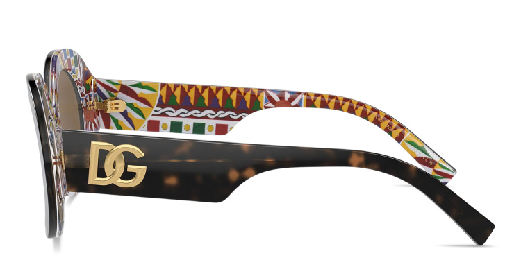 Shop Dolce & Gabbana Oval Sunglasses in Havana online.