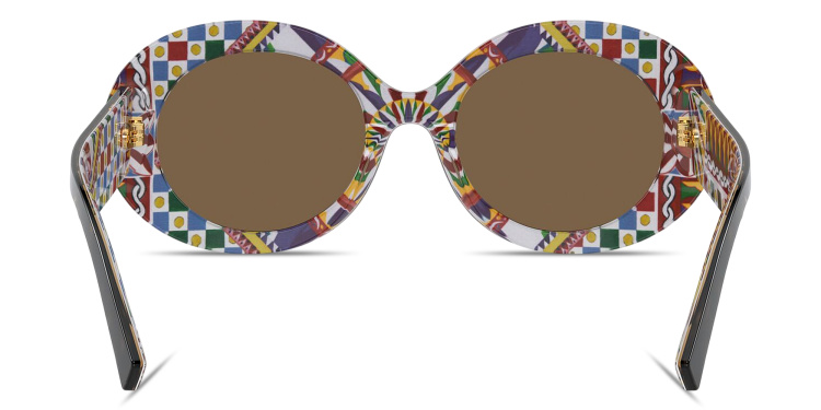 Shop Dolce & Gabbana Oval Sunglasses in Havana online.