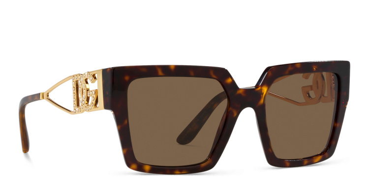 Shop Dolce & Gabbana Square Sunglasses in Havana online.