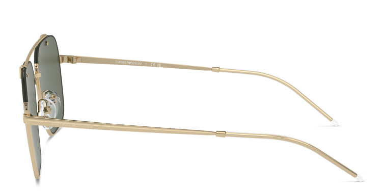 Shop Emporio Armani Half-Rim Rectangle Sunglasses in Gold online.