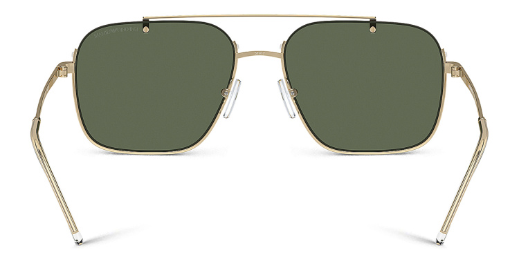 Shop Emporio Armani Half-Rim Rectangle Sunglasses in Gold online.