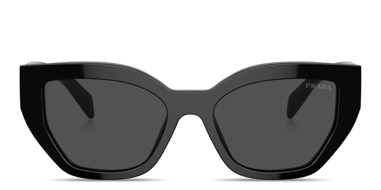 Shop PRADA Logo Lettering Butterfly Sunglasses in Black online.