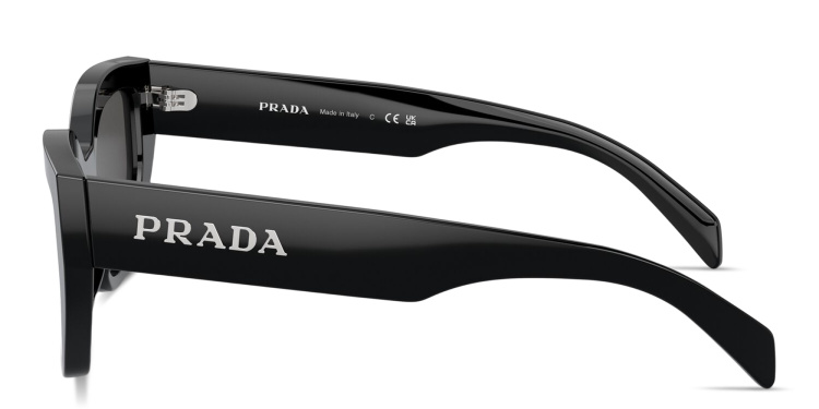 Shop PRADA Logo Lettering Butterfly Sunglasses in Black online.
