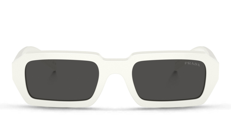 Shop PRADA Rectangle Sunglasses in White online.