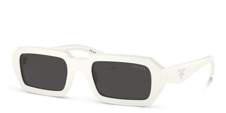 Shop PRADA Rectangle Sunglasses in White online.
