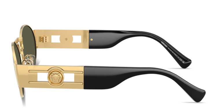 Shop VERSACE Medusa Deco Unisex Oval Sunglasses in Gold online.