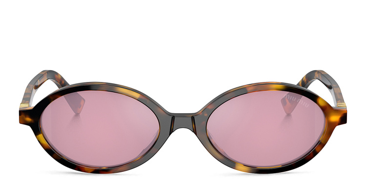 Shop MIU MIU Oval Sunglasses in Havana online.