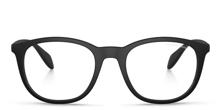 Shop Emporio Armani Round Eyeglasses in Black online.