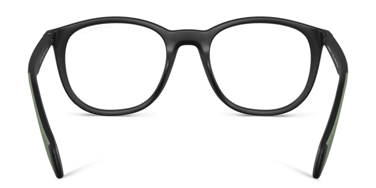Shop Emporio Armani Round Eyeglasses in Black online.