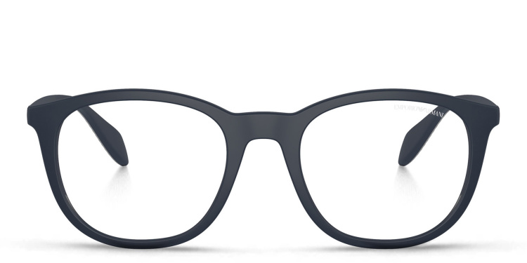 Shop Emporio Armani Round Eyeglasses in Blue online.