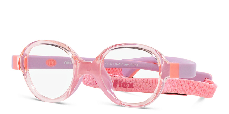 Shop Mira Flex Logo Kids Round Eyeglasses in Pink online.
