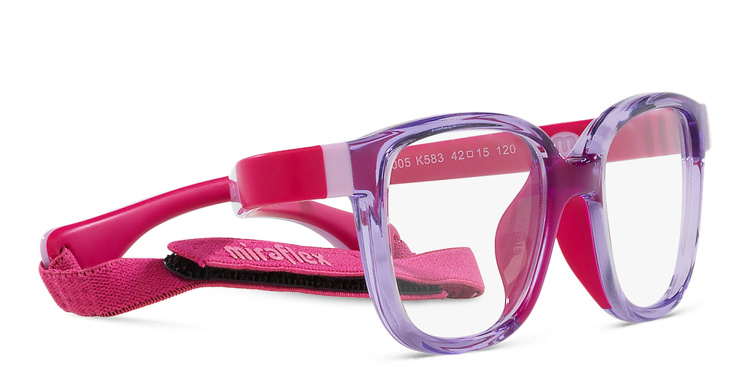 Shop Mira Flex Logo Kids Square Eyeglasses in Purple online.