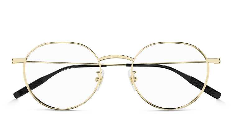 Shop MONTBLANC Snowcap Round Eyeglasses in Gold online.