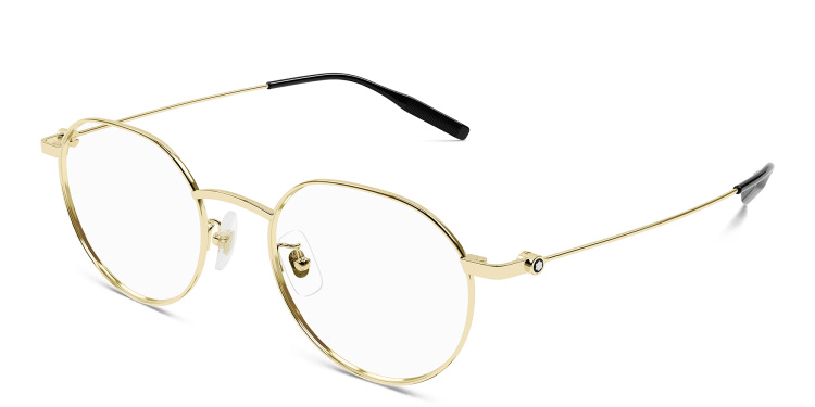 Shop MONTBLANC Snowcap Round Eyeglasses in Gold online.