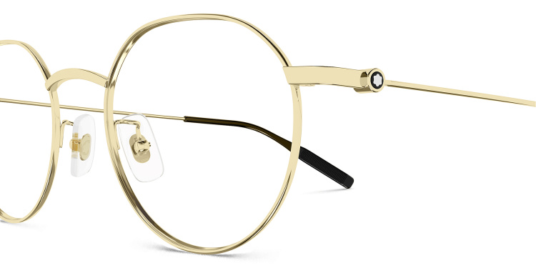 Shop MONTBLANC Snowcap Round Eyeglasses in Gold online.