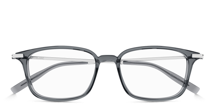 Shop MONTBLANC Snowcap Rectangle Eyeglasses in Grey online.