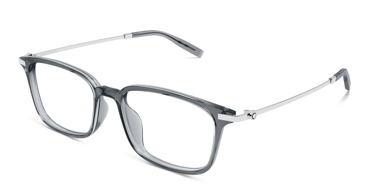Shop MONTBLANC Snowcap Rectangle Eyeglasses in Grey online.