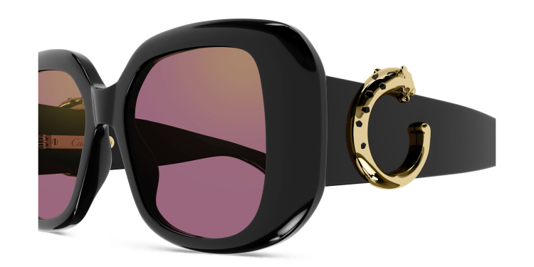 تسوق نظارات شمسية پانتير دو كارتييه بإطار مربّع كارتييه بلون أسود أونلاين.