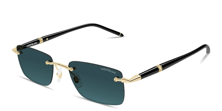 Shop MONTBLANC Meisterstück Rimless Rectangle Sunglasses in Black online.