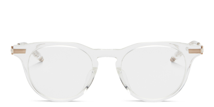 Shop AKONI Gemini Unisex Round Eyeglasses in Clear online.