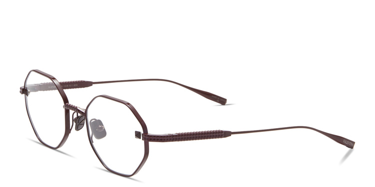 Shop VALENTINO V-Stud Irregular Eyeglasses in Burgundy online.