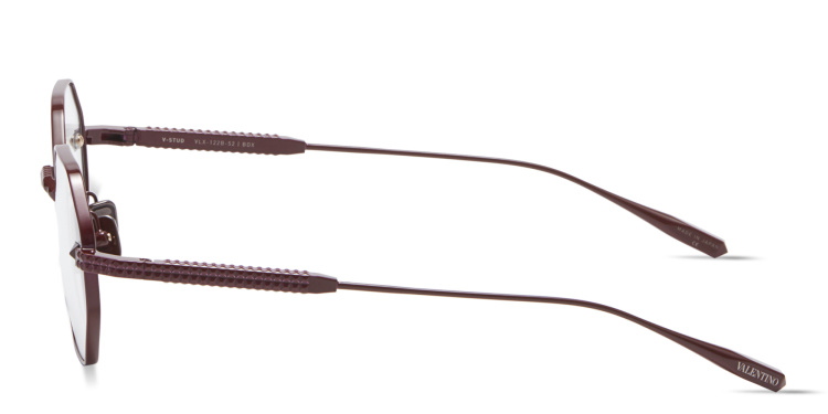 Shop VALENTINO V-Stud Irregular Eyeglasses in Burgundy online.
