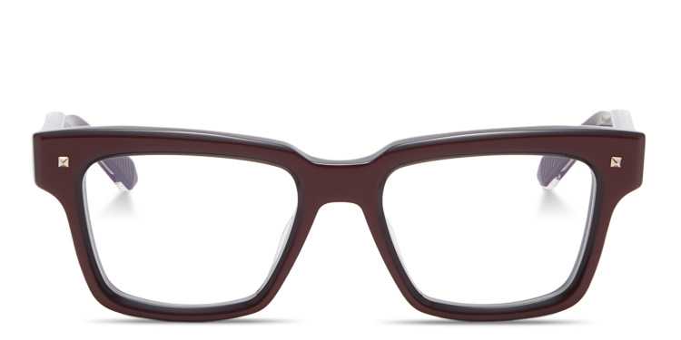 Shop VALENTINO V - Essential I Unisex Rectangle Eyeglasses in Burgundy online.