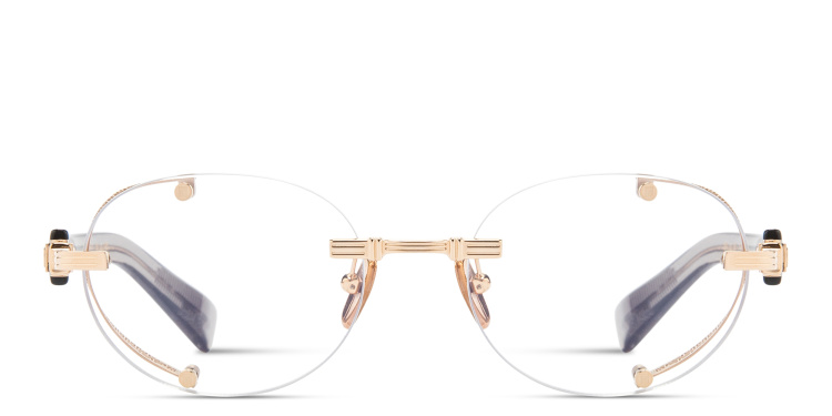 Shop BALMAIN Monsieur Unisex Rimless Round Eyeglasses in Gold online.
