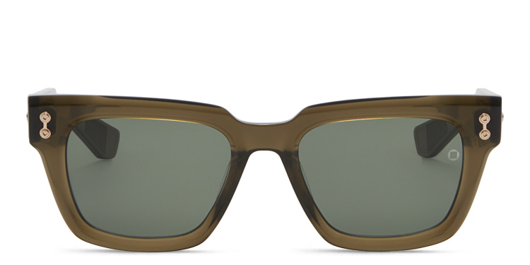 Shop AKONI Pyxis Unisex Square Sunglasses in Green online.