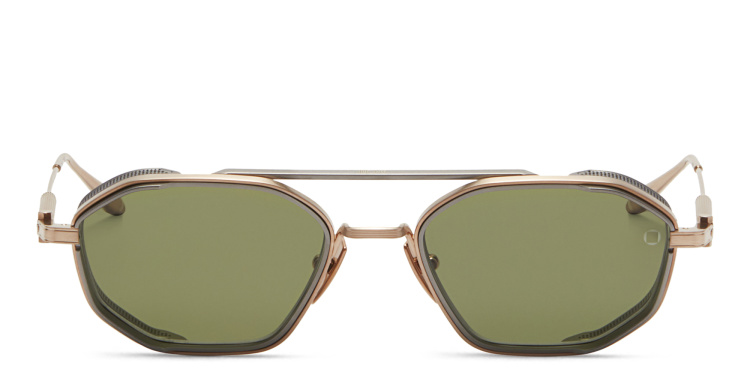Shop AKONI Eris Two Unisex Aviator Sunglasses in Gold online.