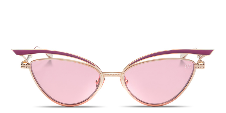 Shop VALENTINO V - Glassliner Cat-Eye Sunglasses in Gold online.