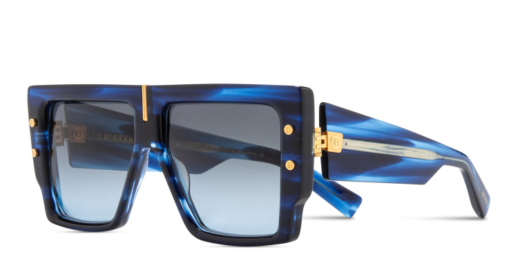 Shop BALMAIN B-Grand Unisex Oversized Square Sunglasses in Blue online.