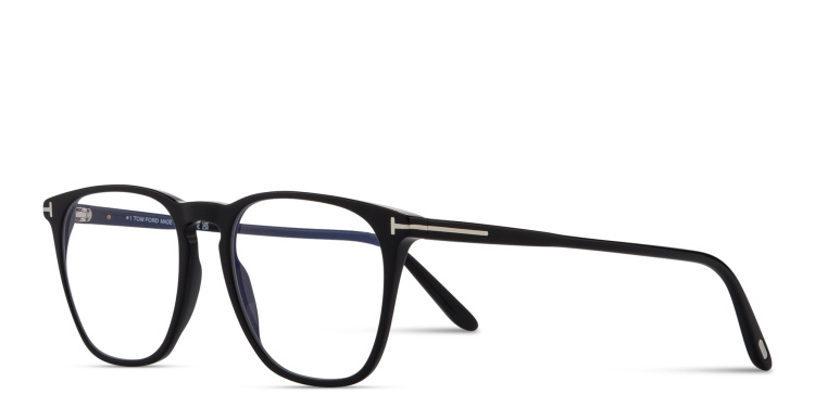 Shop TOM FORD Logo Round Eyeglasses in Black online.