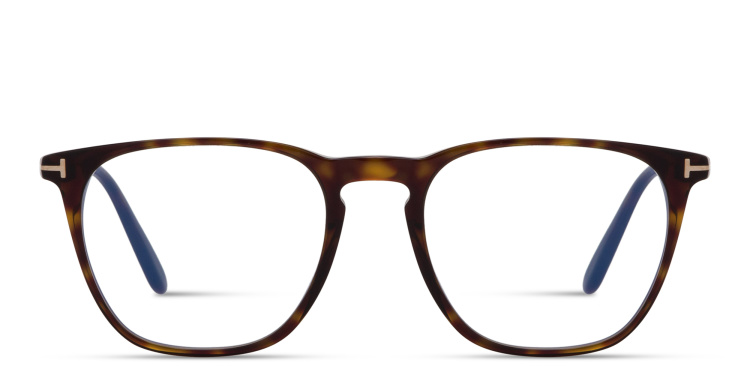 Shop TOM FORD Logo Round Eyeglasses in Havana online.