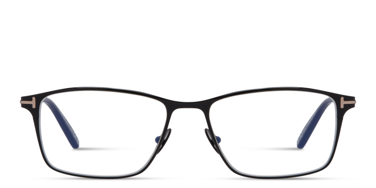Shop TOM FORD Logo Rectangle Eyeglasses in Black online.
